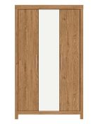 RRP £269. Dakota 3 Door Mirrored Wardrobe Oak Effect. (H.180 x W.109 x D.51cm). JG761PS.