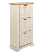 RRP £129. Hampton Shoe Cabinet Ivory / Oak. (54.6x 27.1x 116.7cm). IR566