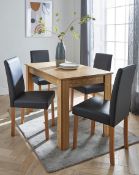 RRP £269. Ava Rectangular Dining Table With 4 Faux Leather Chairs Oak Effect / Grey. (Table: H.75 x