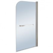 RRP £225. Aqualux Aqua 5 Round Top Hinged Bath Screen with Towel Rail 1500mm H x 800mm W - 5mm Glas