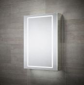 RRP £565. Sensio Sonnet, 1 Door Illuminated LED Mirror Cabinet. All Brushed Aluminium Body. Soft Cl