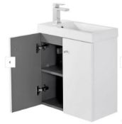 RRP £275. Bathstore Alpine Duo 495mm Basin and Wall Hung Vanity Unit With Ceramic Slimline Basin -