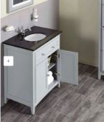 RRP £700. Savoy 790mm Floorstanding Vanity Unit with Granite Worktop with Basin - Gun Metal Grey. T