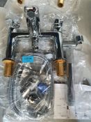 Modern Chrome Bath Shower Mixer Tap With Pencil Handes, Hose & Cradle.