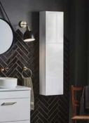 RRP £190. House Beautiful Elements Tall Wall Mounted Storage Unit - Gloss White. 300 x 1200mm. Cont
