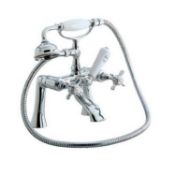 Matching Traditional Bensham Bath Mixer Filler Tap And Luxury Mono Basin Mixer Tap. Chrome Finish.