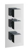 RRP £200. 3 Outlet Designer Thermostatic Shower Valve. Square.