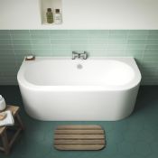 RRP £375. 1700x800 D Shaped Double Ended Bath With Fixings Kit With Curved Front Panel