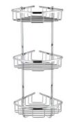 RRP £110. Wire Chrome Triple Corner Bathroom Storage Basket. SKU: 574060