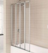 RRP £175. Aqualux Aqua 4 Four Folding Silver Frame Bath Screen 1400mm H x 840mm W - 4mm Glass. Ref: