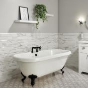 RRP £599. 1700x780 Double Ended Free Standing Bath With Black Ball & Claw Feet.