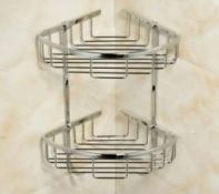 RRP £75. Wire Chrome Double Corner Bathroom Storage Basket. SKU: 574059.