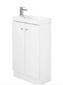 RRP £325. Alpine Duo 495mm Floorstanding Vanity Unit with Basin - Gloss White. Polymarble Basin Inc