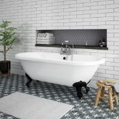 RRP £699. Solid & Heavy 1740 x 800mm (approx) Traditional Roll Top Bath + Matt Black Leg Set