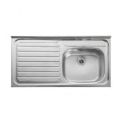 Leisure Contract Square Front 1.0 Bowl Kitchen Sink Left Hand Drainer - Stainless Steel LC106L/