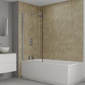 RRP £300. Showerwall Square Edge MDF Shower Panel 900mm Wide x 2440mm High – Travertine Stone. Appe