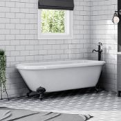 RRP £525. 1700 x 750mm Large Single Ended Roll Top Bath With Gloss Black Ball & Claw Feet. Appears