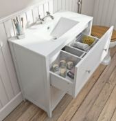 RRP £300. The Bath Co. Camberley white floorstanding vanity unit. 800Mm x 390mm. Unit Only.