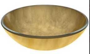RRP £299. Mode Mackintosh gold foil glass countertop basin 420mm Product code: FUYBASFGO. NEW