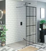 RRP £352. Mode 8mm black framed wet room glass panel. 800 x 1950mm. Appears New unused