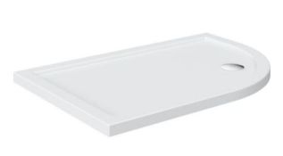 RRP £245. Orchard offset quadrant right handed stone shower tray. Appears New Unused. Factory Film.