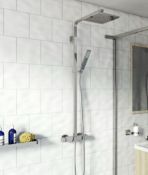 RRP £115. Square Trhermostatic Designer Showe riser Rail Kit. Appears New Unused.
