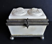 Antique French Hand Carved Alabaster Jewellery Casket.