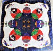Vintage Hermes Silk Scarf Hot Air Balloons Design