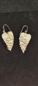 A Pair Of Sterling Silver and Mother Of Pearl Drop Earrings For Pierced Ears