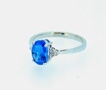 Certified 2.00ct Blue Clean VS Untreated Sapphire & Diamonds Ring