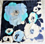 Vintage Christian Dior Silk Scarf Blue Floral Circa 1960's