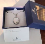 Swarovski White and Black Gem Silver Pendant Necklace.