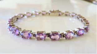 Sterling Silver 17ct Amethyst Tennis Bracelet in New with Gift Box