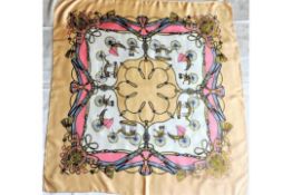 Vintage Loris Azzaro Silk Scarf Equestrian Print