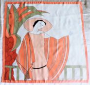 Vintage Art Deco Design Michele Wittamer Brussels Silk Scarf for Loreal