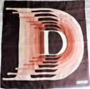 Vintage Christian Dior Silk Scarf Christian Dior Large D Logo