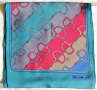 Vintage Celine Paris Silk Scarf Equestrian Linked Stirrups 46 inches Long