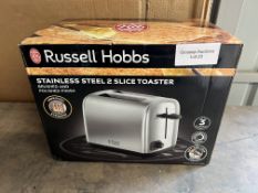 Russell Hobbs 2 Slice Brushed St/Steel Toaster. RRP £29.99 Grade U