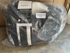 Sleepdown Eyelet Blockout Curtains 66 x 72 Inch Black 2 Panels. RRP £36.99 Grade U