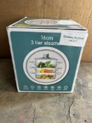 KitchenCraft 3 Tier Food Steamer Pan/Stock,Stainless Steel, 22 cm. RP £54.99 Grade U