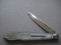 Victorian Carved Mother Of Pearl Hafted Fruit Knife