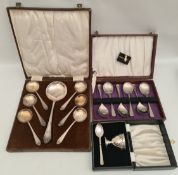 Vintage EPNS Christening Egg Cup Boxed & Two Boxes of Spoons