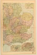 Antique Map 1899 G. W Bacon & Co. England S. E. Not Framed. Measures 35cm by 53cm