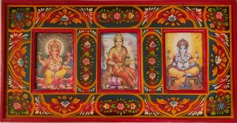 Vintage Print 3 Religious Hindu Gods in One Painted Frame