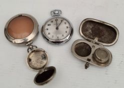 Vintage Ingersoll Pocket Watch (working) EPNS Coin Holder Antique Locket