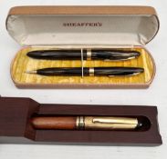 Vintage Sheaffer Fountain Pen Balance 1000 Brown & Gold Stripe With 14k Nib