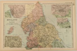Antique Map 1899 G. W Bacon & Co. England & Wales Not Framed. Measures 35cm by 53cm