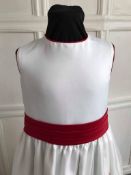Ivory Flowergirl Dress With Burgundy Sash