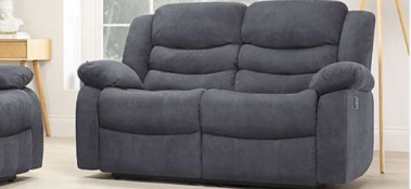 Brand New Boxed 2 Seater Malaga 8040 Grey Fabric Manual Reclining Sofa