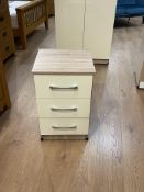 Brand New Cream/Oak 3 Drawer Bedside Cabinet